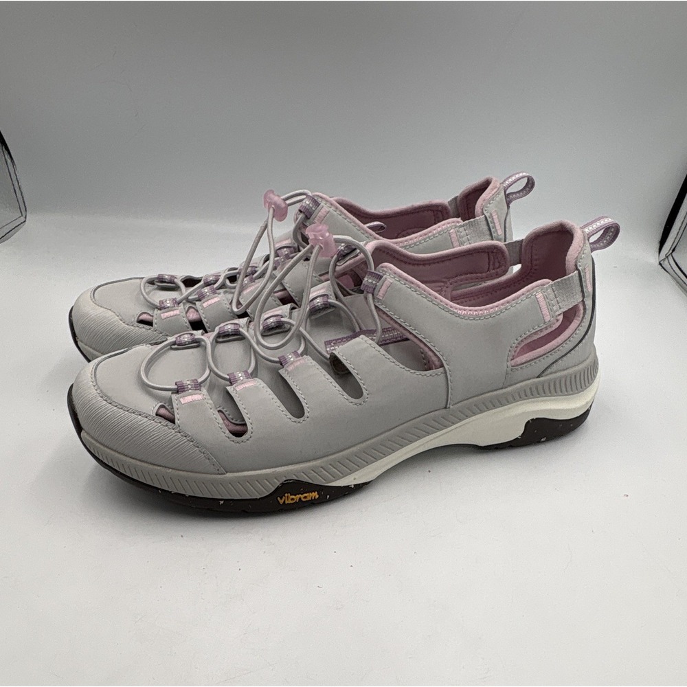 Dansko Unisex Gray/Pink Low Top Lace-Up Athletic Sneaker, Synthetic Upper
